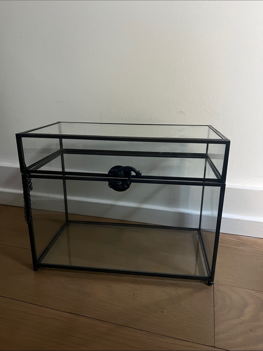 Clear Glass Card Box/Jewelry Box with Black Frame and Latch